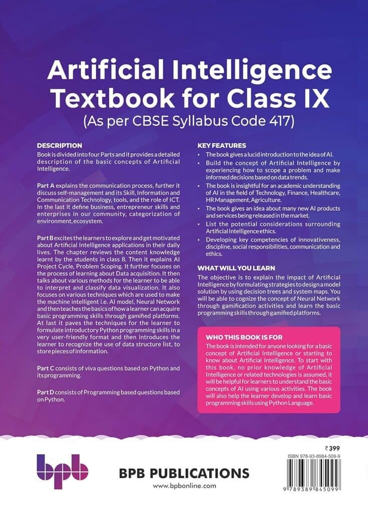 Artificial Intelligence Textbook For Class IX Review