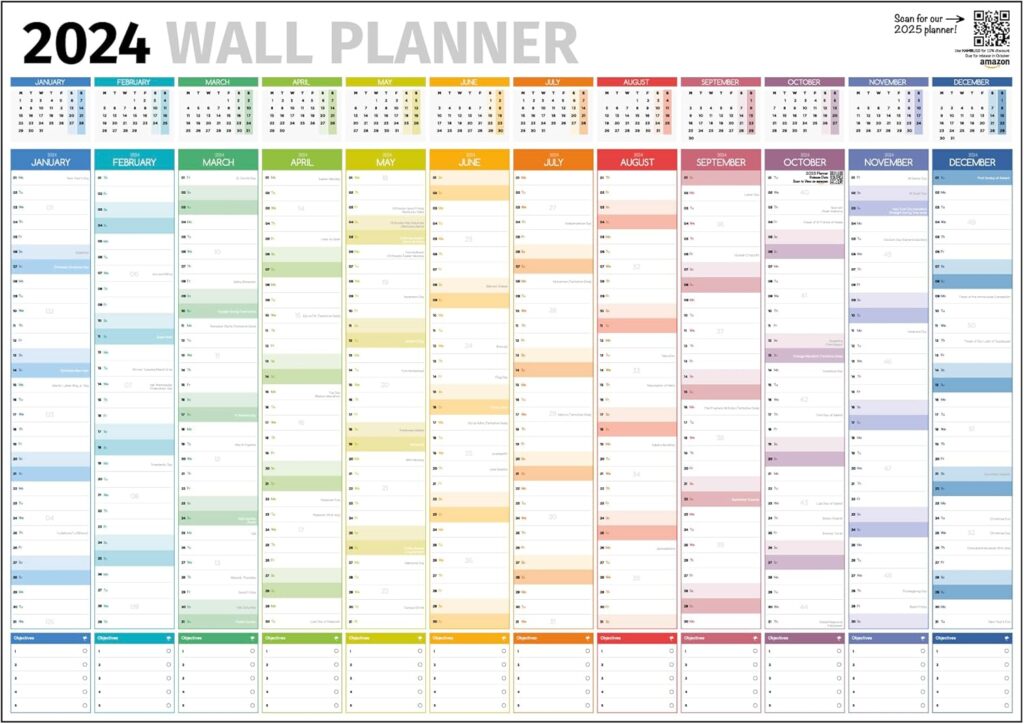 Hambli Wall Planner 2023 – Extra Large 100 x 70cm Full Year Planner Wall Calendar – 23 School Planner For Teacher, Office, University Essentials – Folded Columns Edition (HMB0015-005)