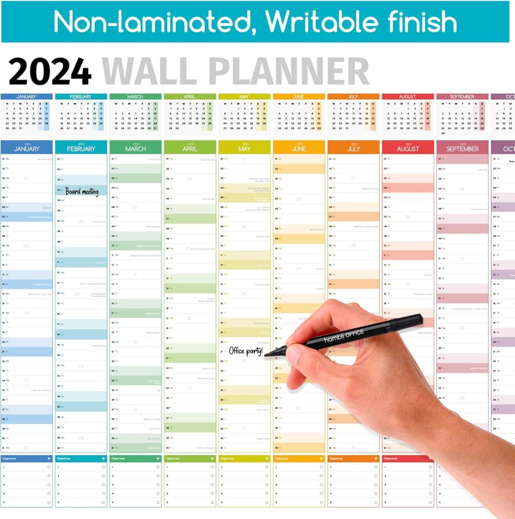 Hambli Wall Planner 2023 – Extra Large 100 x 70cm Full Year Planner Wall Calendar – 23 School Planner For Teacher, Office, University Essentials – Folded Columns Edition (HMB0015-005)