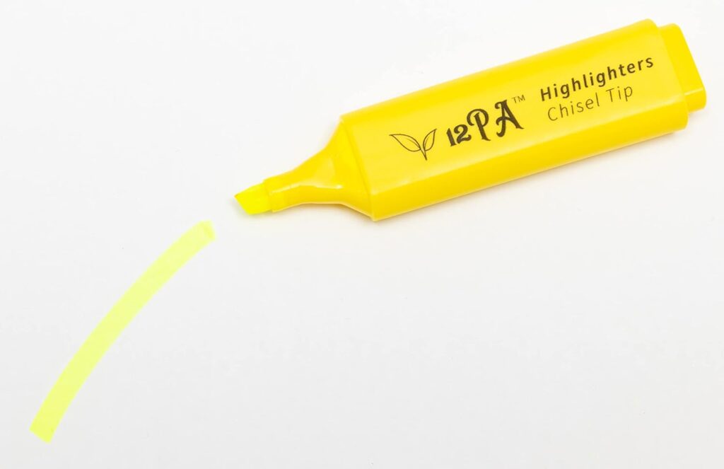 12PA 2 Yellow Highlighters | Stationery Supplies | Student University Essentials | Multipack (2)