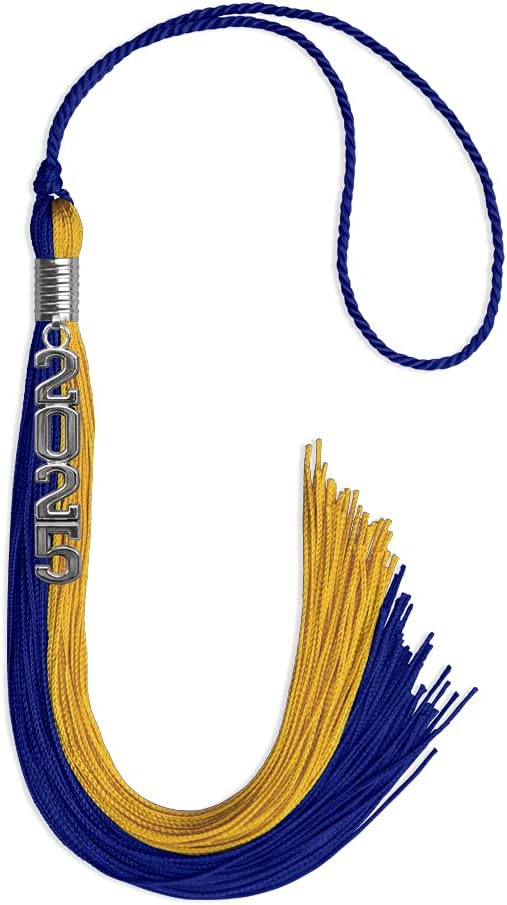 Endea Graduation Double Color Tassel with Silver Stacked Date Drop (Royal Blue/Bright Gold, 2025)