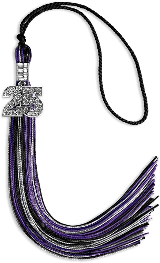 Endea Graduation Mixed Triple Color Tassel with Silver Bling Charm